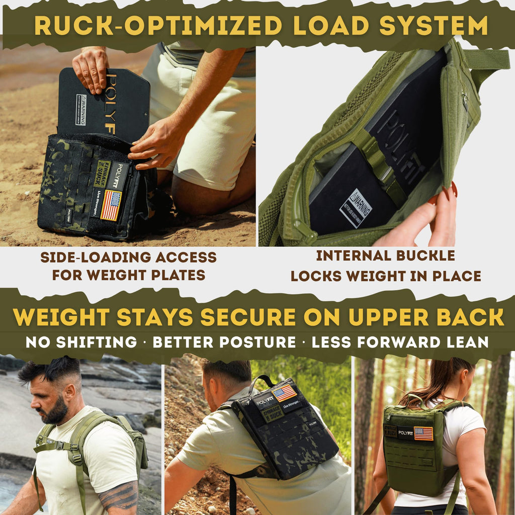 Exercise Ruck Packs Polyfit Rucking Backpack 2.0 - Weighted Ruck Pack for Weight Plates ...