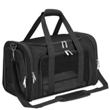 Soft-Sided Cat/Dog/Pet Carrier, Collapsible Pets Travel Carriers for Big Cats/Small Dogs with Shoulder Strap & Removable Mat, Mesh Puppy Carry Bag, Up to 16 Lbs, TSA Airline Approved(Black)