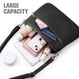 KALIDI Crossbody Bag Vegan Leather Casual Zipper Work Bag Weekender Hobo for Women shoulder Travel Dating Black