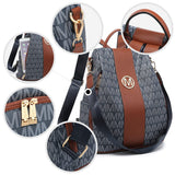 MKP COLLECTION Women Fashion Backpack Purse Multi Pockets Anti-Theft Rucksack Travel Shoulder Bag Handbag Set 2pcs