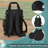 Smasrob Baseball Coaches Bag Fits 6 Gallon Ball Bucket, Baseball Bucket Bag with Backpack and Shoulder Straps, Black