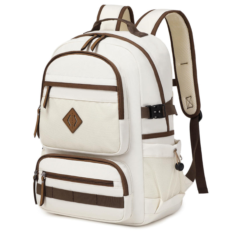 Caoroky knight Laptop Backpacks College Bookbags Women Men Anti Theft Travel Backpacks Large Elementary Middle High School Bags for Kids Teens Girls Boys Students Adults Causal Daypack-Off White