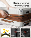 LUGGEX Carry On Luggage 22x14x9 Airline Approved, PC Expandable Hard Shell Suitcases with Spinner Wheels, 20 Inch, Brown Black