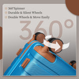 Hulsin Carry on Luggage Suitcase, 22x14x9 Airline Approved 20 Inch Hardside Carry-on Luggage with Spinner Wheels, Hard Shell Luggage with TSA Lock, Hard Case Small Travel Suitcase (Blue, 20-Inch)