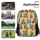Western Drawstring Backpack Gym Bag With Shoe Compartment String Bag Sport Beach Swimming Sackpack For Women Men