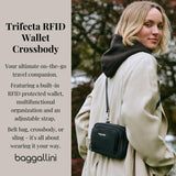 Baggallini Trifecta RFID Wallet Crossbody - 8"x6" Crossbody Bag for Women Convertible Fanny Pack Belt Bag