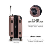 Kenneth Cole REACTION Renegade Luggage Expandable 8-Wheel Spinner Lightweight Hardside Suitcase, Rose Gold, 24-Inch Checked