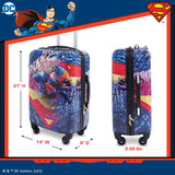 FUL DC Comics Superman 21 Inch Kids Carry On Luggage, Hardshell Rolling Suitcase with Spinner Wheels, Multi