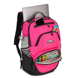 High Sierra Swoop Backpack, Lightweight Bookbag, Large Main Compartment + External Accessory Pockets, Separate Laptop Pocket, Dual Water Bottle Pockets, Fits most 17” Laptops, 30L Capacity, Flamingo
