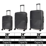 OMBRY Luggage Set 3 Pieces -Suitcase Set - Luggage with Wheels - Check-in Luggage - PC + ABS Durable Suitcase Rotating Silent Wheels 3-Piece 20/24/28 Mint Green (black)