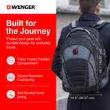Wenger Synergy Laptop Backpack, Fits 16 Inch Laptop, Men's and Women's Laptop Bag, Black/Grey