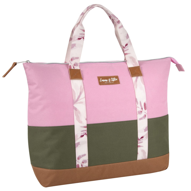 Extra Large Tropical Lunch Tote for Women Insulated 20 Can Cooler, Emma and Chloe Lunch Bags (Tropical Floral)