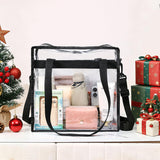 BAGAIL Clear Bags Stadium Approved Clear Tote Bag with Zipper Closure Crossbody Shoulder Bag with Adjustable Strap(12 Inch X 12 Inch X 6 Inch,Black)