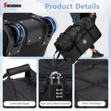 SUCIKORIO Foldable Travel Duffle Bag with Wheels and Handle Large 100L XL Rolling Travelling Duffel Bags Waterproof Oxford Carry On Hand Luggage Deployment Bag With Storage Bag & Combination Padlock