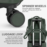 U.S. Traveler Vista Way 3-Piece Travel Set, 21-Inch Carry-on Hardside with TSA Lock, 18-Inch Travel Backpack with Laptop Sleeve, Toiletry Bag, Green