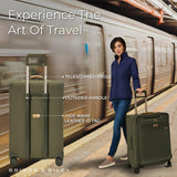 Briggs & Riley 26" Medium Expandable Spinner - Checked Luggage for Travel, Suitcases with Wheels, Softside Rolling Bag for Men & Women, Self-Repairing Zipper - Baseline Collection, Olive