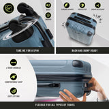 Kenneth Cole REACTION Out of Bounds Lightweight Hardshell 4-Wheel Spinner Luggage, Granite Blue, 24-Inch Checked