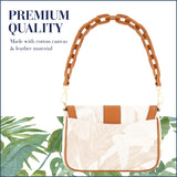 Tommy Bahama Women's Crossbody Bag Purse, Floral Canvas Flap Small Shoulder Handbag with Adjustable Strap and Leather Trim, Multi