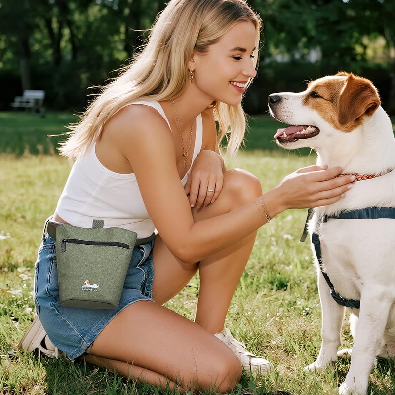 Taihoyin Dog Travel Bag for Pet Kit for Supplies with 2 Food Storage Containers 2 Collapsible Bowl 1 Feeding Mat 1 Dog Treat Pouch 7-Piece Set Perfect Road Trips Camping Weekend Doggy Gift Olive Green
