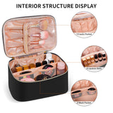 senbowe Travel Makeup Bag, Large Capacity Cosmetic Bags for Women,Portable Waterproof Leather Toiletry Bag Make Up Organizer Bag with Divider and Handle