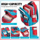 dwgweg Backpack for Boys Bookbag Video Game Bookbag stylish kids travel backpack for boys 6-18, Kids Junior High School Primary School Back pack (Red-blue)
