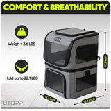 UTOPPI Cat Backpack Carrier for 2 Cats, Kittens or Small Dogs, Foldable & Breathable Pet Travel Bag, Cat Carrier Soft Sided & Lightweight, Holds up to 10kg, Ideal for Hiking, Camping & Picnic