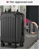 YOETEY Carry On Luggage 22x14x9 Airline Approved, Hardside Suitcase with Wheels, TSA Approved, Tote Bag, White Brown