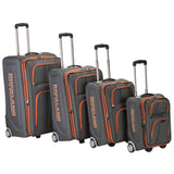 Rockland Polo Equipment Varsity Softside Upright Luggage Set, Charcoal, 4-piece Set (18/22/26/30)