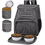 BAGLHER 丨Dog Travel Bag Backpack, Airline Approved Pet Supplies Backpack, Dog Travel Backpack with 2 Silicone Collapsible Bowls and 2 Food Baskets Grey