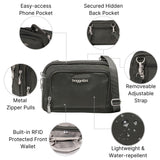 Baggallini Trifecta RFID Wallet Crossbody - 8"x6" Crossbody Bag for Women Convertible Fanny Pack Belt Bag