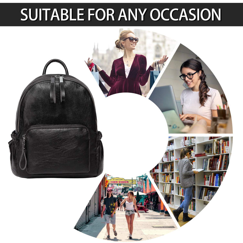 VASCHY Women's Backpack, Mini Backpack PU Leather Waterproof Fashion Small Casual Backpack Travel Backpack, Black, Small, Backpacks