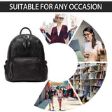 VASCHY Women's Backpack, Mini Backpack PU Leather Waterproof Fashion Small Casual Backpack Travel Backpack, Black, Small, Backpacks