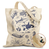 Miss Adola Aesthetic Tote Bag - with Magnetic Buckle and Zipper Inner Pocket for Women Lady Cloth Cotton Tote Bag for Gym, Work, Travel, Library, Shopping,Sea Fish