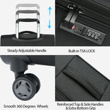 KROSER Softside Expandable Carry On Luggage with Front Business Pockets，20 Inch Suitcases with Spinner Wheels & Built-in TSA Lock, Durable Suitcase Rolling Luggage with USB Port, Black