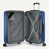 Amazon Basics 4-Piece Hardside Luggage Set with Multidirectional Spinner Wheels, 22" Carry-On, 28" Checked Suitcase, 15" Tote Bag and 10" Travel Case, Navy Blue