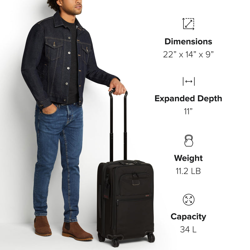 TUMI - Alpha International Office 4 Wheeled Carry-On - Men's Zip Expansion Business Luggage with Laptop & Tablet Compartments - Black