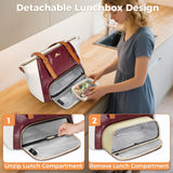 MATEIN Laptop Tote Bag with Lunch Compartment Detachable, 15.6 Inch Insulated Work Tote Bag for Women PU Leather Work Purse with Lunch Compartment, Computer Handbag Commute Office