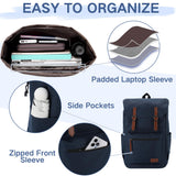 VASCHY Backpack for Men, Water Resistant High School Backpack Travel Carry-on Anti-theft Casual Daypack for Work Business Hiking Navy