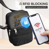 KALIDI Crossbody Card Bag for Women, Zipper Phone Bag RFID Card Slots Shoulder Purse Puffer Sling Bag Quilted Handbag Travel Shopping, Black