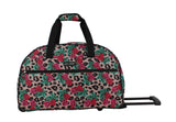Betsey Johnson Designer Carry On Luggage Collection - Lightweight Pattern 22 Inch Duffel Bag- Weekender Overnight Business Travel Suitcase with 2- Rolling Wheels (One Size, Leopard Rose)