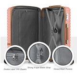 Joyway Luggage Set 3 Piece Suitcase Sets with Spinner Wheel,Hardside Expandable Travel Laggage with TSA Lock (13/20/24/28 Pink brown