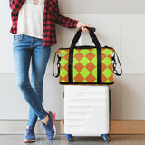 Buffalo Plaid Yellow Green Chocolate Large Gym Bag Travel Weekender Gear Bag with Toiletry Bag for Yoga Multifunctional
