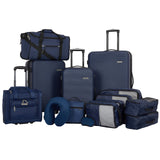 Travelers Club 14 Piece Riddock Luggage and Travel Accessories Set, Navy Blue | Backpacks4Less
