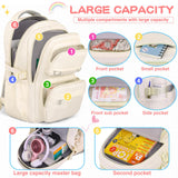 KBTYE School Backpack for Kids Girls Cute Travel Backapck for College Women Men Casual Laptop Bookbag for Teen Student(Beige)