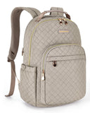 LIGHT FLIGHT Travel Laptop Backpack Women, 15.6 Inch Anti Theft Laptop Backpack with USB Charging Hole Water Resistant Casual Daypack Computer Backpack for Work, Warm Gray