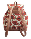 Signare Tapestry Fashion Backpack Rucksack for Women with Poppy Flower Design(RUCK-POP)