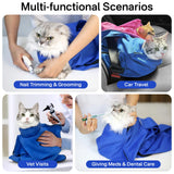 AmKune Cat Carrier Pouch for Medium Cats 10–20 lbs, Soft Cat Carrier with Upgraded Adjustable Strap, Durable Cotton Cat Bag for Nail Trimming, Medication & Vet Visits – Klein Blue