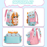 Meetbelify Kids Backpacks for Girls School Backpack with Lunch Bag Pencil Case for Elementary Student 3D Carton Plush Kids Travel School Bag for Girls Ages 6-8 Years Old