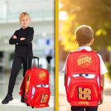 Disney Cars Lightning McQueen Carry-On Luggage with Wheels & Telescopic Handle for Kids 16”– 25L, Lightweight Travel Bag for Boys & Girls, Trips & Vacation Gifts