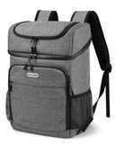 BAGLHER Cooler Backpack 30 Cans, Leakproof Waterproof Cooler Bag with 5 Reusable Ice Pack for Camping, Beach, Hiking, Grey